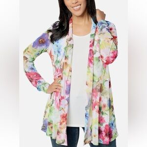 Susan Graver Women's Top Plus Sz Sweater 1X Mesh Cardigan & Liquid Green 2 piece